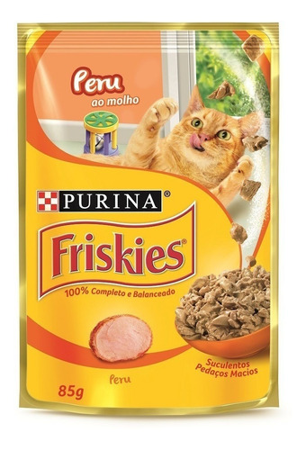 Alimento Friskies Pet Ao Molho para gato adulto sabor peru em saco de 85g