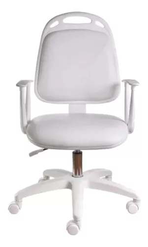 Silla de escritorio Diva ergonómica beige y blanca con tapizado de marathon