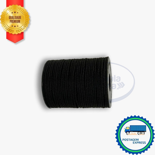 Elastico Roliço Preto Para Mascaras Rolo 100 Metros 3mm