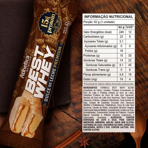 12 Barras Best Whey 15grs Dulce De Leche - Atlhetica