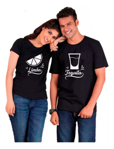 Poleras Manga Corta Pololo/novios/pareja Tequila Y Limón 