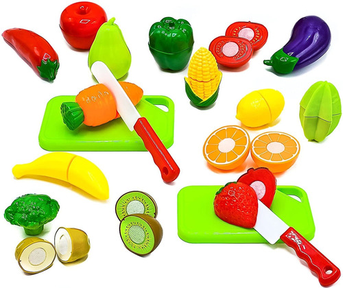  Fruit And Vegetables Play Kitchen Food For Pretend Cut...