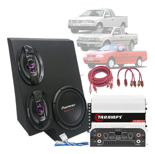 Caixa Trio Goiano Pioneer Completa 12'' 700w Saveiro Pick-up