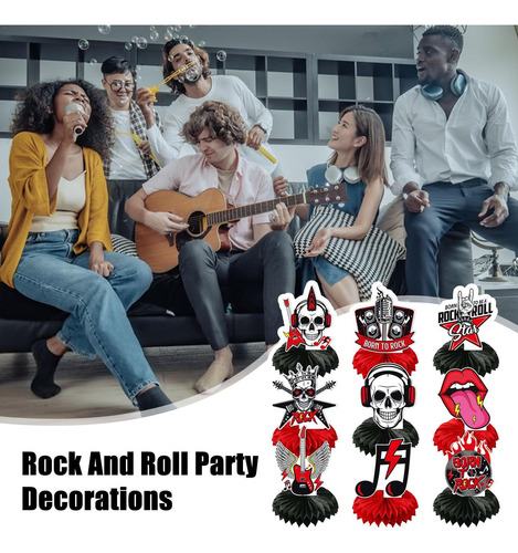 Decoraciones De Rock And Roll Party Rock Centros De Mesa 3d