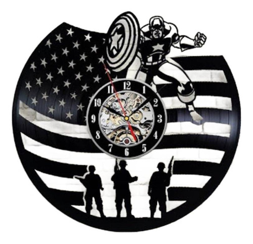 Reloj Corte Laser 0754 Capitan America Bandera 3 Soldados