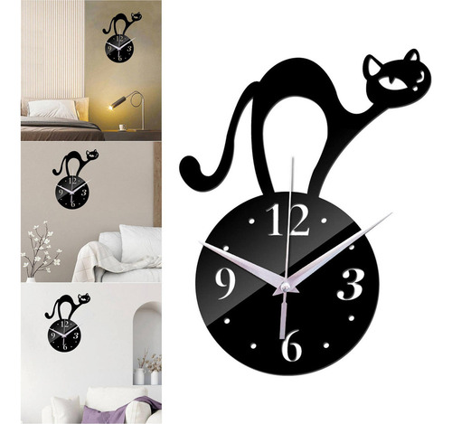 Relógios De Parede Elegantes Para Gatos, Espelho Acrílico, *
