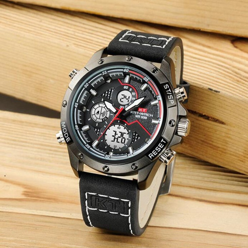 Reloj Electrónico Impermeable De Cuero Kat-wach Led