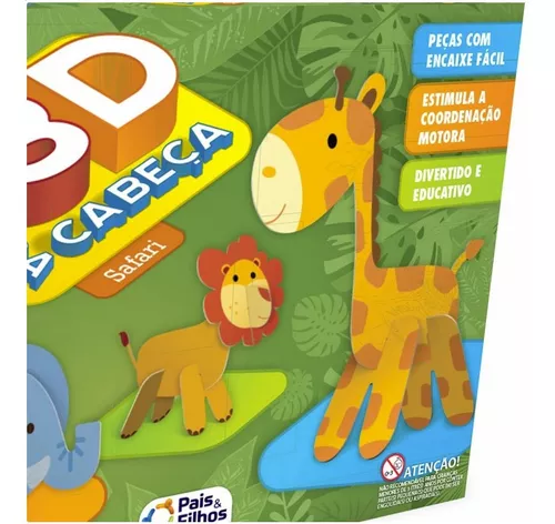 Quebra-Cabeça 3D - Safari - 19 Peças - Pais & Filhos - Lumar Papelaria e  Informática