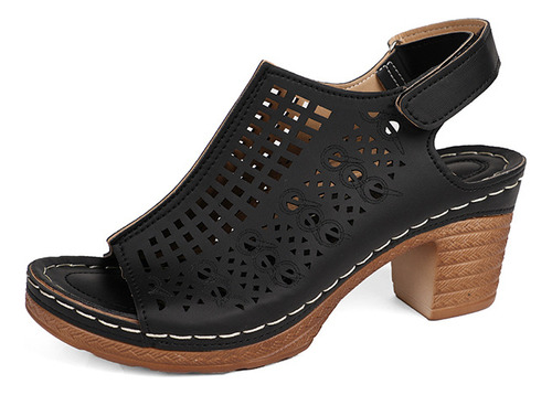 Sandalias Retro De Tacón Alto Con Plataforma Fish Mouth Para