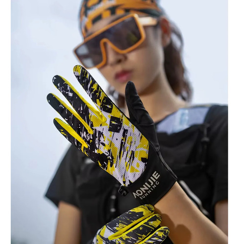 Guantes Deportivos Ultralivianos Trail Running Aonijie Amarillo / Talle M