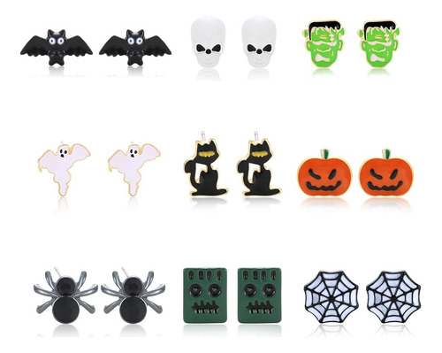 Nlcac Juego De Aretes De Perno De Halloween-pendientes De De