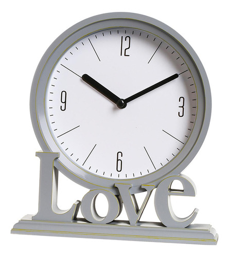 Decorativo Amor Palabra Escritorio Reloj Silencioso Gris