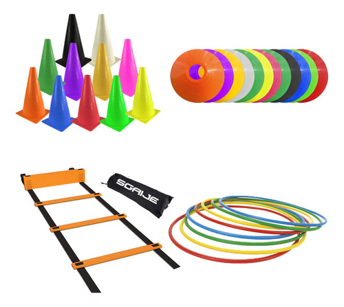 Kit Paraentrenar 25 Conos + 25 Platos + 25 Aros + 1 Escaler