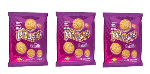 Pack X 3 Galletitas Mini Pitusas Vainilla X 160grs