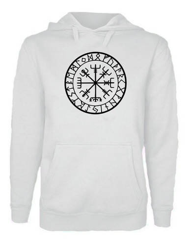 Polerón Estampado Unisex Brújula Vikinga - Vegvísir Runas