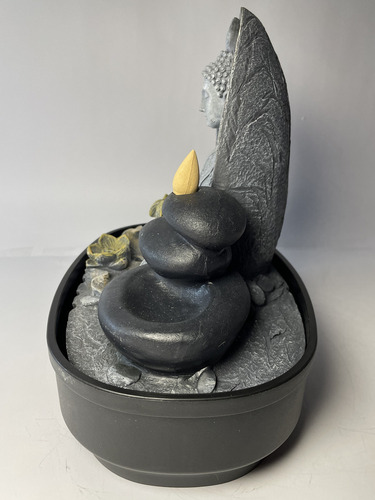 Pileta Y Cascada De Agua Buda Meditación Feng Shui Con Luz Color Gris