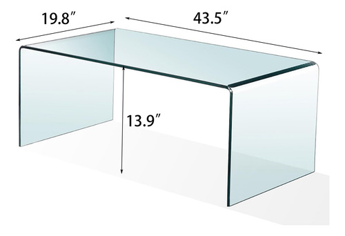 Mesa De Centro De Cristal Moderna Transparente 110 X 50 X 35
