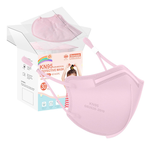 Semask Mascarillas Ajustables Kn95 Para Ninos, Paquete De 30