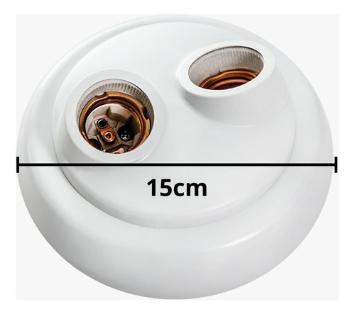 Kit 5 Plafon Redondo Duplo Bocal Porcelana E-27 Branco - Opl