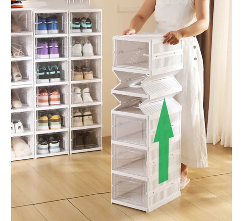 Atfast Zapatero vertical apilable caja de zapatos de tenis de 6 niveles color blanco