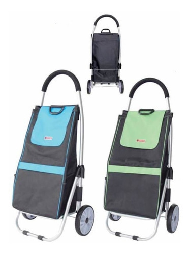 Imagen 3 de 7 de Carrito Chango Carro Changuito Compras Aluminio Turquesa