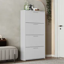 Comprar Sapateira Anne Branco Em Mdp Design Moderno, 4 Portas Basculantes Para Fácil Acesso, Ideal Para Organização De Calçados, Compacta E Funcional Para Quartos