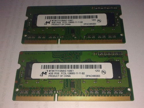 Memoria Ram 8gb (2x4gb) Ddr3 Notebook