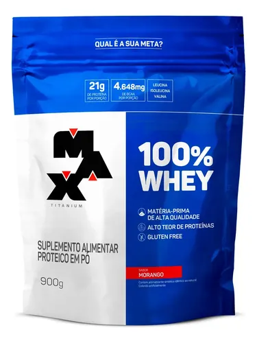 Suplemento em Pó Max Titanium 100% Whey Proteínas de 100% Whey Protein Concentrado 900g