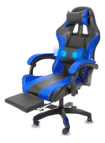 Silla Gamer Escritorio Oficina Reclinable Reposapiés Masaje 