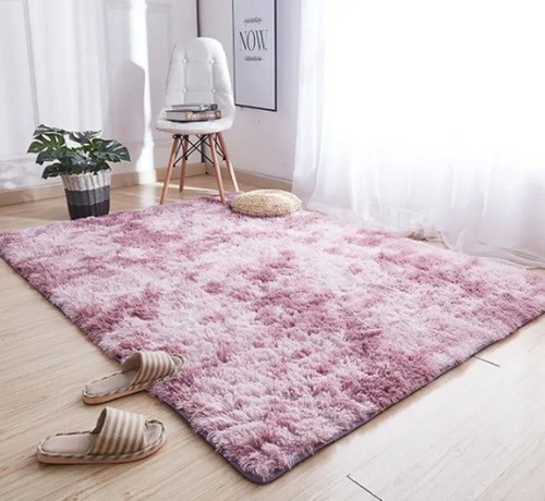Tapete Felpudo Rosa Mesclado 2,00 X 1,40 Extra Macio Luxo