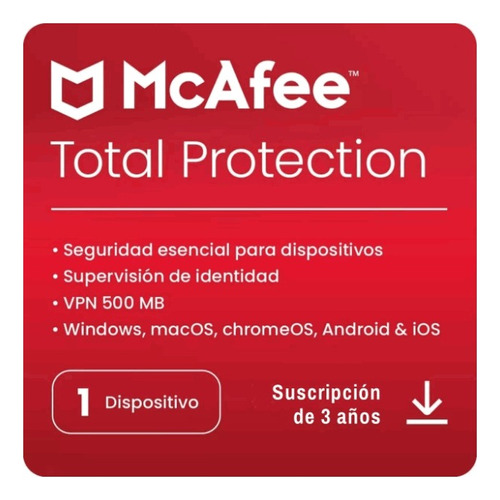 Mcafee® Total Protection 1 Dispositivo 3 Años