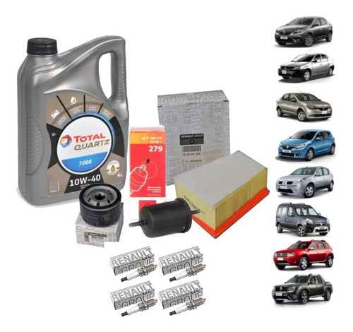 Kit Filtros + 4lts Aceite Castrol 10w40 Clio Kangoo Sandero 