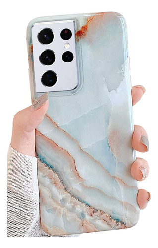 Funda Para Galaxy S21 Ultra Gris Marmol 6.8 PuLG Suave Goma 