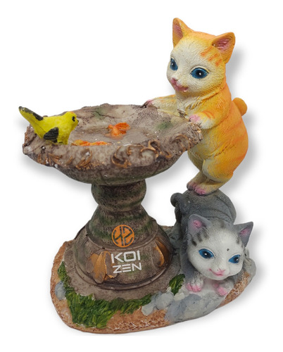 Estatua De Escultura De Gatos Y Peces Lámpara Solar De Gatos