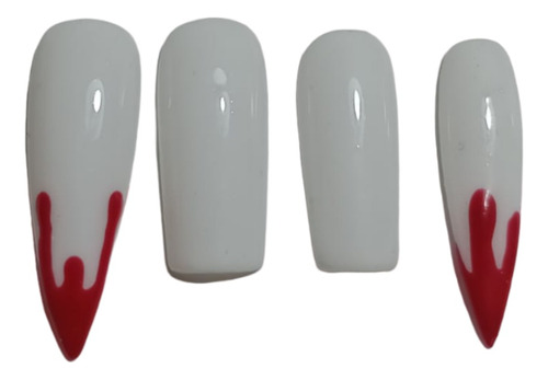 Uñas Press On (postizas) Con Diseño De Dientes De Vampiro