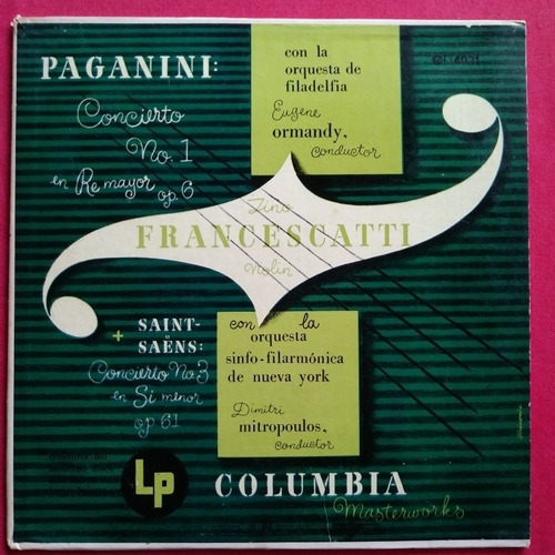 Paganini Concierto 1 Y 3 Eugene Ormandy Lp Ed Uy Fines 50s