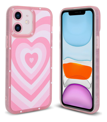 Funda Okk iPhone 11-corazón Rosa Claro