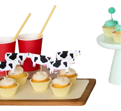 Pinche Adorno Cupcake Copetin Topper Animales Granja X9u