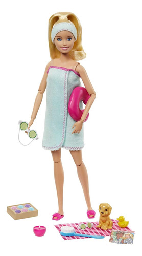 Barbie Bienestar Día En El Spa, Muñeca Rubia Con Accesorios