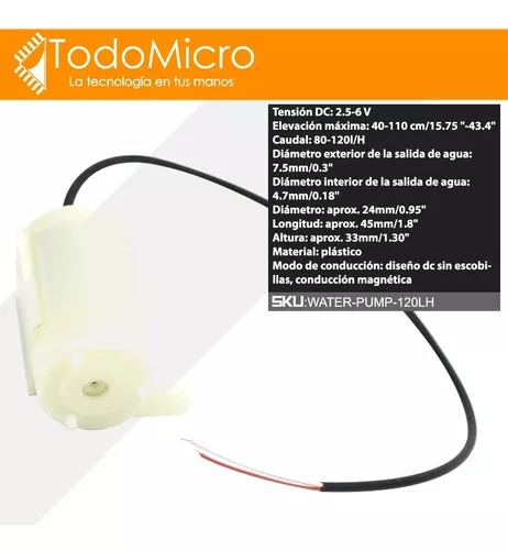 Mini Bomba De Agua Sumergible De 120L 6Vdc BA6V - Compel S.A.