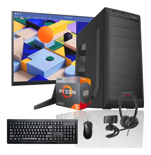 Pc Oficina + Monitor 24 + Perif: Ryzen 5 5600g 16gb 1tb Wifi