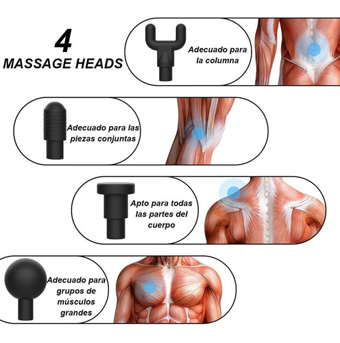 Imagen 7 de 7 de Pistola Masajeadora De Músculos Con Pantalla Recargable