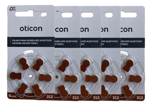 30 Bateria Aparelho Auditivo Pilha 312 Pr41 Oticon - 5 Cart