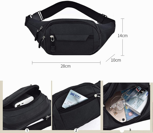 Imagen 3 de 6 de Cangurera Deportiva De Viaje Cintura Bolso Tela Impermeable