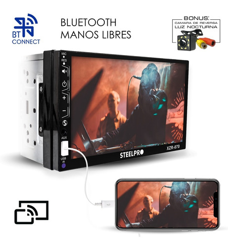 Imagen 2 de 10 de Kit Autoestéreo Bluetooth Steelpro + Bocinas 6.5 Soundstream