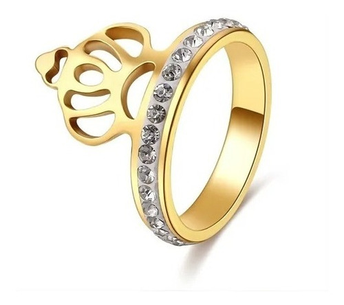 Anillo Argolla Royal Corona Acero Inoxidable Color Oro Mujer