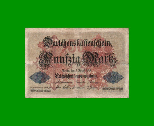 Billete Alemania 50 Marcos, Pick 49a, Año 1914, Estado Bueno