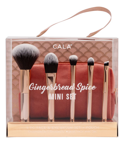 Cala Mini Set De Brochas De Maquillaje 5 Piezas + Estuche Color Dorado