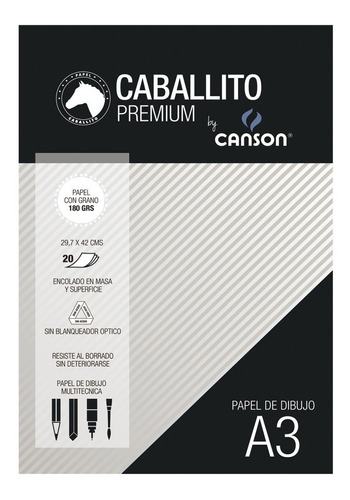 Block Caballito & Canson A3 180 Grs 20 Hojas - Mosca