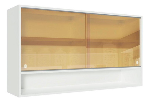 Armario de aire corredizo de vidrio Madesa Glamy de 2 puertas, color blanco